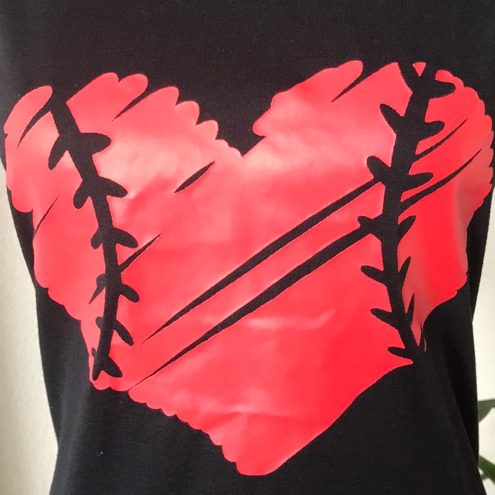 NWOT Black Sport Shirt Heart of a Baseball